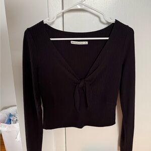 Abercrombie & Fitch Black Tie-Front Blouse